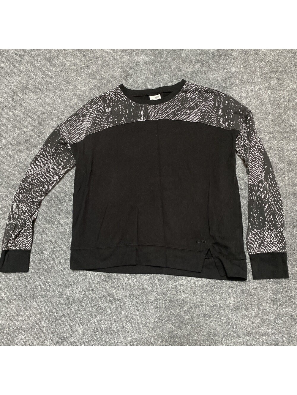 Champion C9 Womens s Black & White Long Sleeve Asymmetrical Athletic Top 45